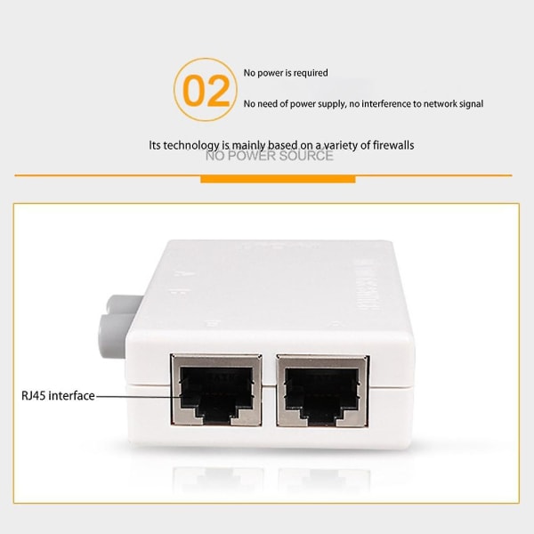 Mini 2-ports Rj45 Rj-45 nettverkssvitsj Ethernet nettverksbokssvitser Dobbel 2-veis port manuell deling