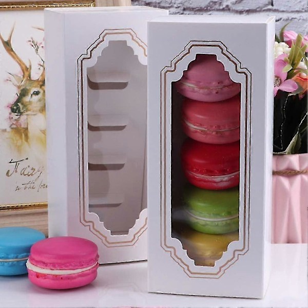 10-pak Macaronforme, Bageri Emballageæske med Klart Vindue til Trøfler, Desserter, Mini Cupcakes, Muffins, Småkager