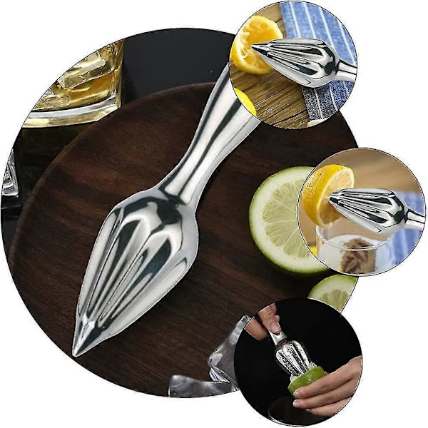 Citruspresser i metal, rustfrit stål, citronpresser, appelsinpresser, frugtpresser, værktøj til hjemmekøkken og bar (1 stk., sølv) Z