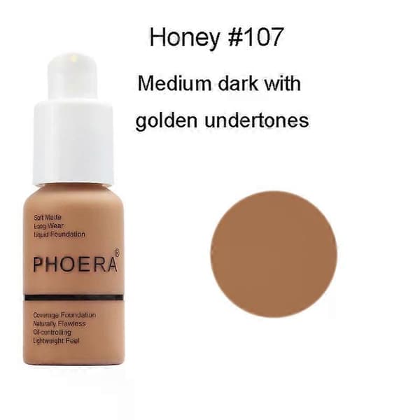 PHOERA Face Foundation Cream Oljekontroll Lysne Vanntett Concealer Ansikts Matte Base Make Up Flytende Foundation MakeupTSLM1