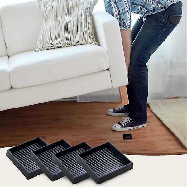 4 stk. Anti-Møbelputer - 3x3in Firkantede Gummi Anti-Skli Hjulkopper, Benbeskyttere - sofa, stol, sengepropper
