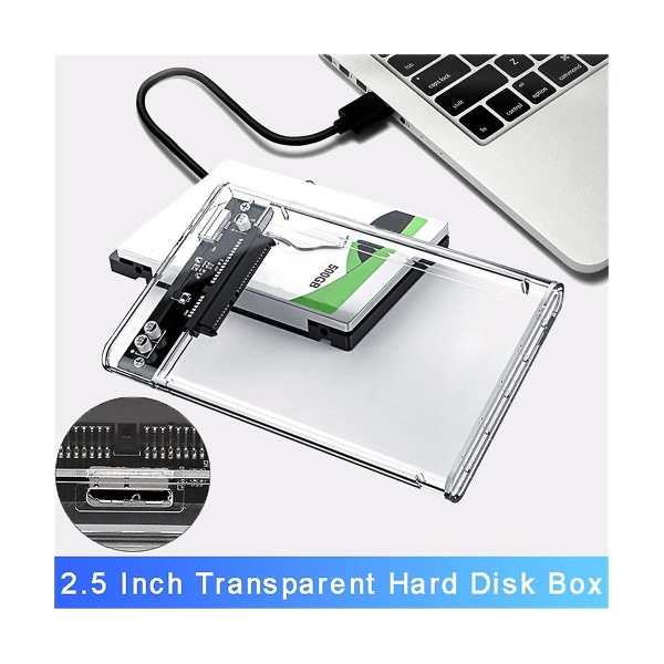 Läpinäkyvä harmaa HDD- case kovalle laatikolle 2,5 tuuman HDD-kotelo Sata USB 3.0 Type-c 3.1 ulkoiselle H