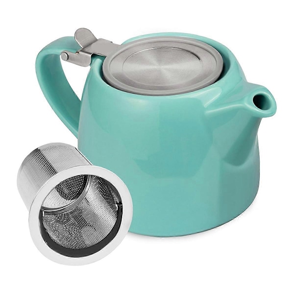 Keramisk tekande med te-si til løs te - 550 ml / 18,6 Oz ikke-komfur porcelæns tekande til 2 kopper, A