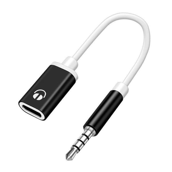 3,5 mm hann til Type-c hunn hodetelefonkonverter Flat Adapter Analog Rund S5J7 Black