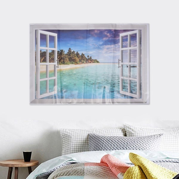 3D Ocean Nature Sea View Mural Window Home Decor Sticker Room picture poster art