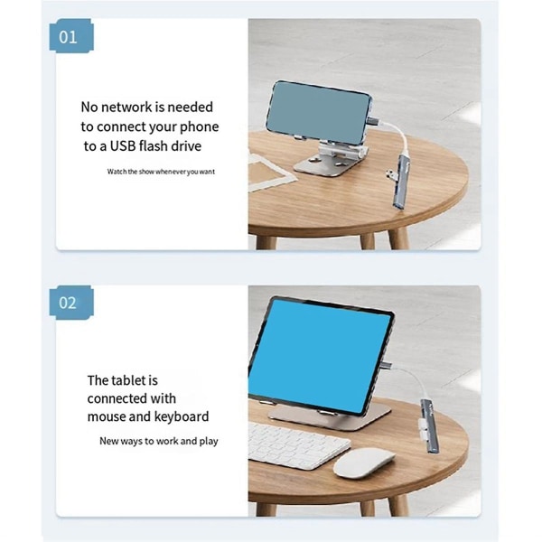 Type-c Splitter Matkapuhelin Kannettava Pöytätietokone Ulkoinen 1-4 Monitoiminen moniporttikeskitin