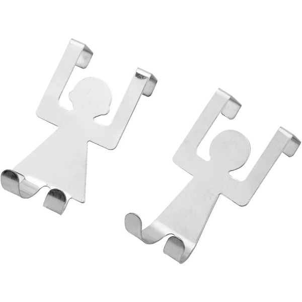 Over The Door Hook, Metal Door Hangers, Cute Over Cabinet Hooks For Hanging Clothes, Towels, Coats And More (silver) (2pcs