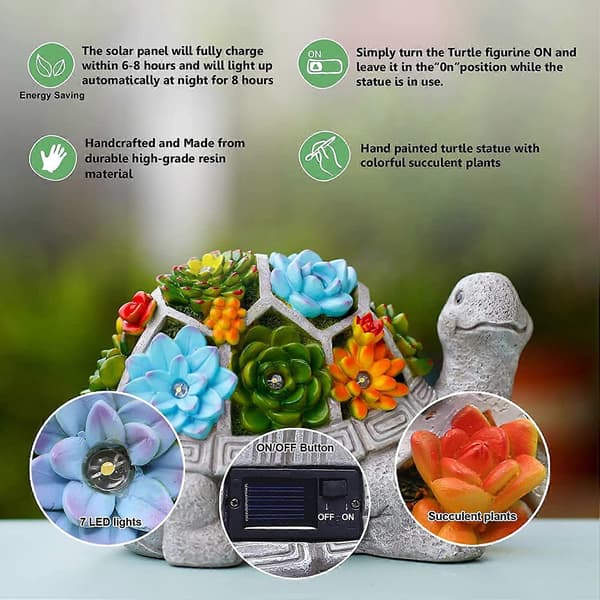 Solar Skildpadde Statue Have Udendørs Dekorationer