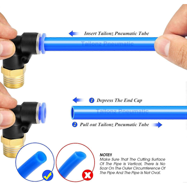 Rörmuff Vinkel 4mm Rör OD x 1/4 BSP Push-to-Connect Kopplingar PL4-02 (2-pack)