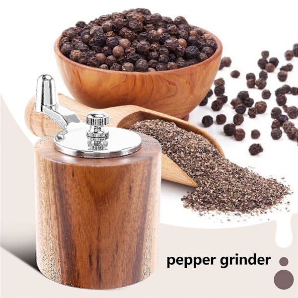 Salt- och pepparkvarn, handvevad träpepparkvarn med klassiskt handtag och justerbar