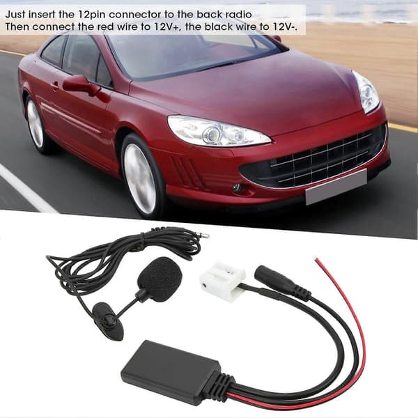 12-pins Bilradio RD4 Bluetooth Musik Aux Audio Kabel Adapter Erstatning til Citroen C2 C3 C4 C5 C6 C8 med Mikrofon