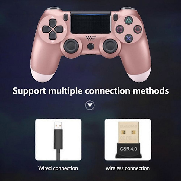 Trådløs Spilcontroller Ps4 Controller Bluetooth Dual Head Head snefnug Håndtag Joystick Mando Game Pad - Rosaguld -