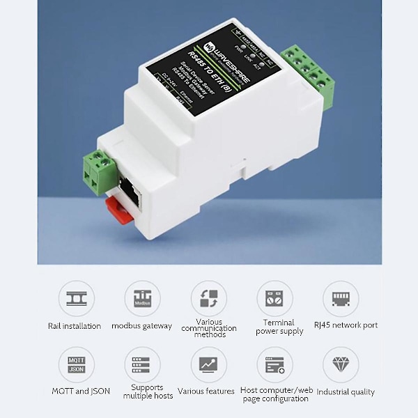 Rs485-sarjaporttipalvelin Rs485 RJ45 Ethernet /IP sarjaporttimooduliin, kiskoasennus