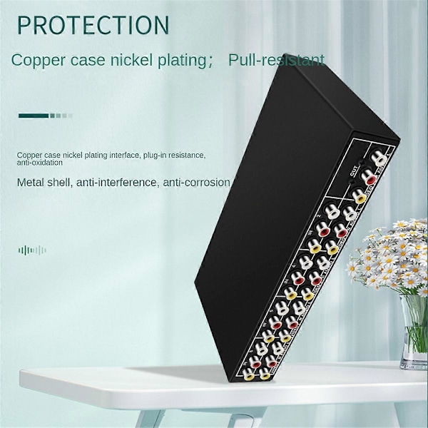 Åtte inn En Ut AV Bryter Velger Video L/R Audio Velgerboks 8-Port Kompositt Bryter Splitter f