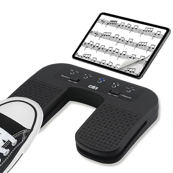 Bluetooth Sidevender Pedal til Smartphone Tablet Laptop Håndfri Lydløs Fodkontakt Genopladelig