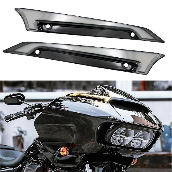 Vindskærms Trim Lys Vindskærm Kåbe LED Blinklys Kørelys Til Road Glide Modeller - Sort