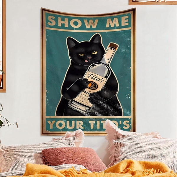 Funny Your Black Cats Poster Mann Cave Sign Vintage Bar Sign Bar Veggdekor 95 X 75cm