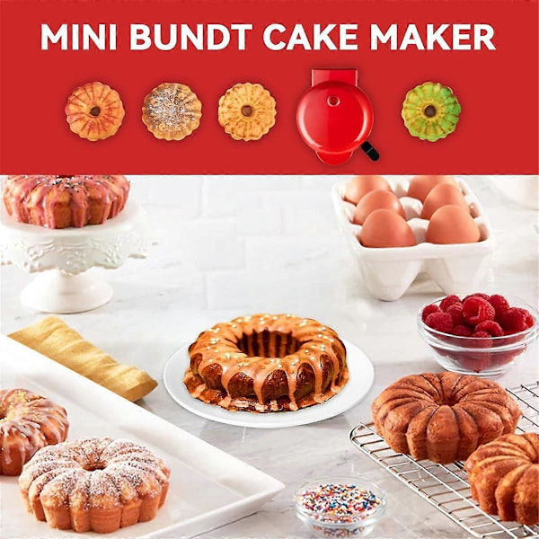Mini Kakebaker Dobbeltsidig Oppvarming Bærbar Bundts Kakebaker Elektrisk Cupcake Maker for Frokost