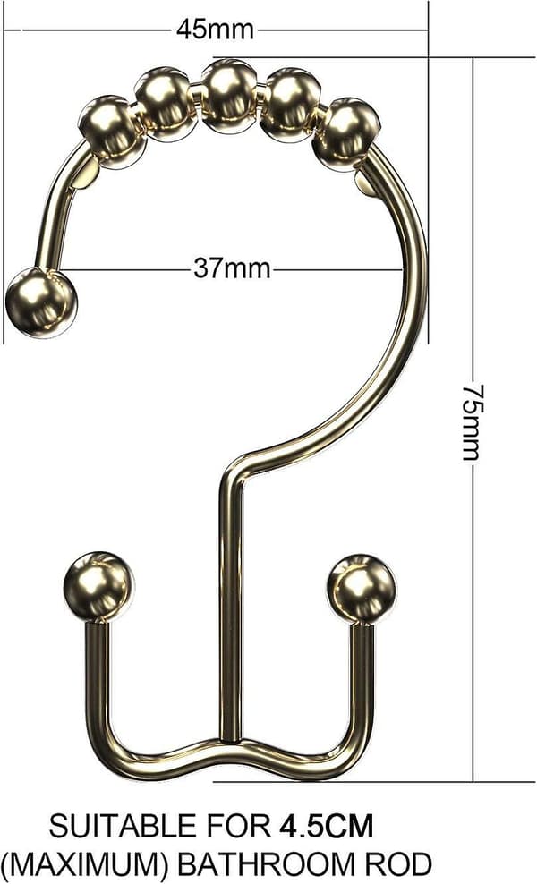 Duschdraperikrokar, Rostfria Metall Dubbelglidande Duschdraperiringar för Badrumsduschstänger Draperier, 12-pack