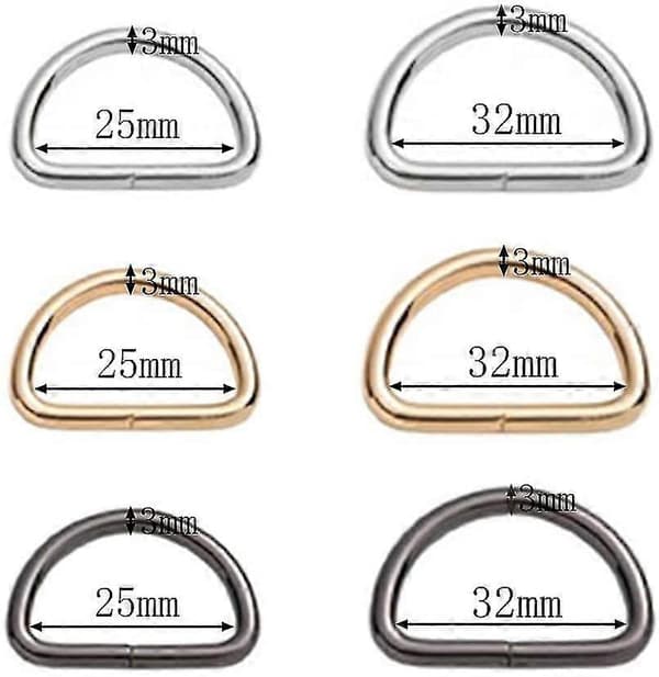 D Ring 30 stk. D-ringe Metalring D-ringe Halve ringe Assorterede D-ringe Assorteret