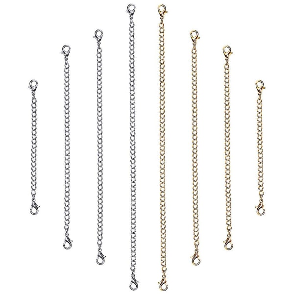 12 st Rostfritt stål Halsband Extender Armband Extender Extender Chain Set 4 Olika längd: 6