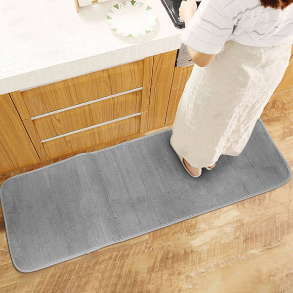 120x40cm Absorberende Sklisikker Minnefoam Kjøkken Soverom Dør Gulvmatte Teppe Grå