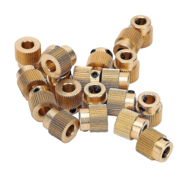 40 Tenner Messing Drivgir for 3D-printer - 20 stk. Gul 11 mm x 11 mm - Yvan