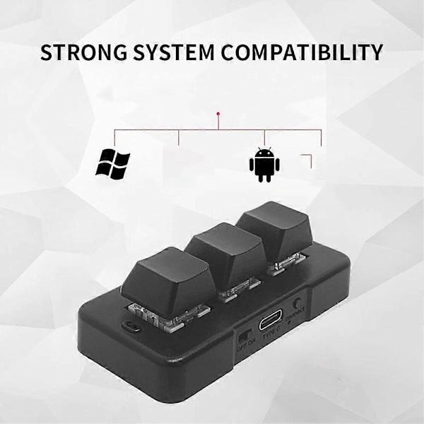 MK321G 3-knappars Mini Anpassat Mekaniskt Tangentbord Blå Switch USB & 2.4G Trådlöst Dubbelläge för OSU Ga