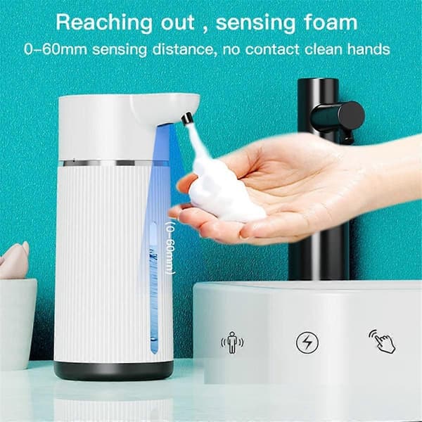420ML Automatisk Skumsåpedispenser 4 Gir Infrarød Sensor USB Oppladbar Dispenser Veggmontering