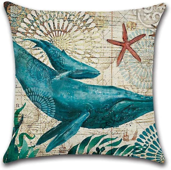 Tyynynpäälliset 4kpl, 45x45cm, merieläinkuvio