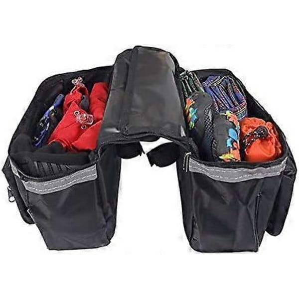 Cykeltaske 25L Vandtætte Cykeltasker Dobbelt Bag, MTB Bagagebærer Bagpå, Dobbelt Cykeltaske Bag (Blå)