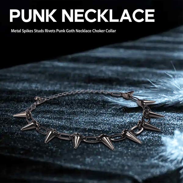 Metallpigger Nitter Riveter Punk Goth Halskjede Choker Krage