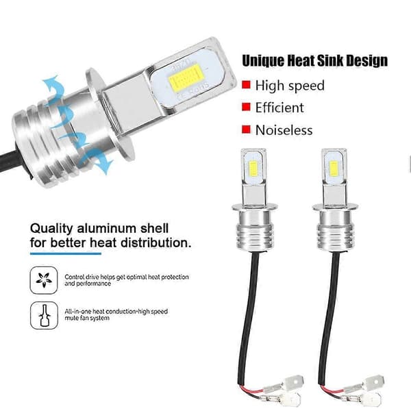 2 stk H3 80W 8000K 12-24V Universal Tilbehør Hvit LED Tåkelys Pære med Dekoding
