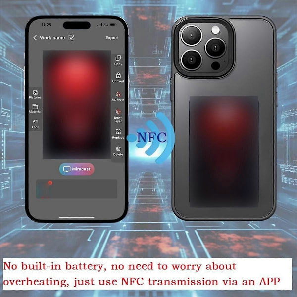 Smart Photo Bakprojektion DIY Telefonfodral Visar Omedelbart Foton på Baksidan för 15Pro