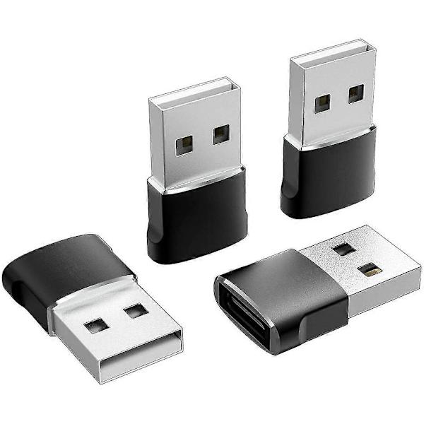 4-pack USB C Hona till USB Hane Adapter, Svart