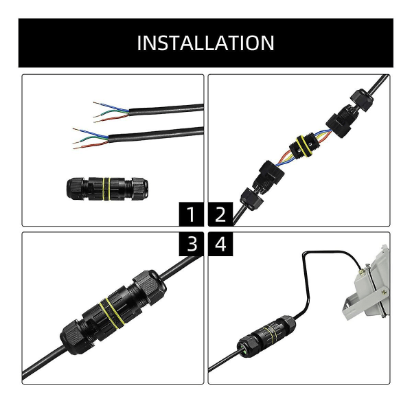 5 st Ip68 vattentät 2-vägs 3-kärnig kopplingsdosa elektrisk kabelkontakt M16 trådområde (3,5-10 mm),