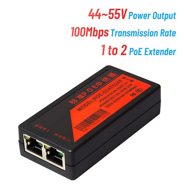 2-ports PoE-förlängare 100 Mbps med IEEE 802.3af-standard för NVR IP-kamera AP IP-röst PoE-förlängning 100