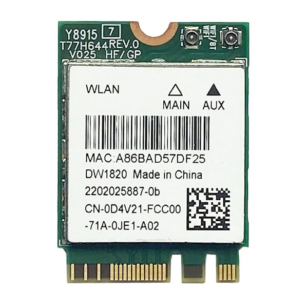 Dw1820 Qcnfa344a Langaton verkkokortti 2.4g+5g Dual-band Gigabit Bluetooth 4.1 Ngff Network Card Su