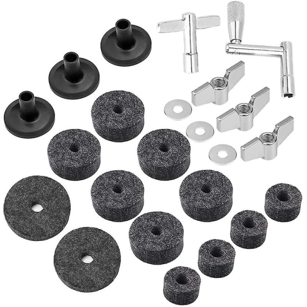 23 deler Cymbal Tilbehør - Cymbal Filts, Hi-hat Clutch Filts, Hi Hat Cup Filts, Cymbal Sle