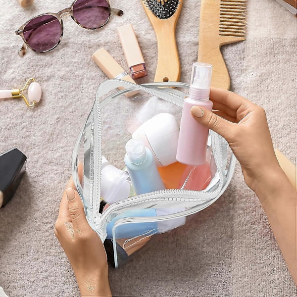 3 stk. TSA-godkendt toilettaske, klar rejse-toilettaske, klar makeup-taske, vandtæt rejse-makeup kosmetiktaske (hvid)