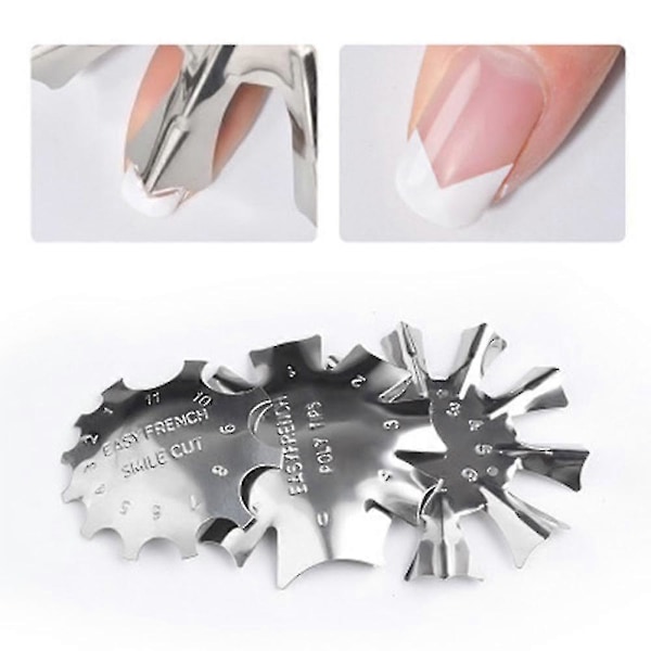 3 st Manikyr Kanttrimmer Nagelkonst Kanttrimmer Fransk Leende Linje Verktyg Metall Schablon Skärare Kompatibel Med Akryl Franska Naglar