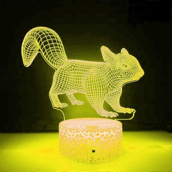 3D Ekorns Nattlys Bordlampe Optisk Illusjon Lamper 16 Farge Skiftende Lys LED Bordlampe Jul Hjem Kjærlighet Bursdag Barn Barn Dekor Gave