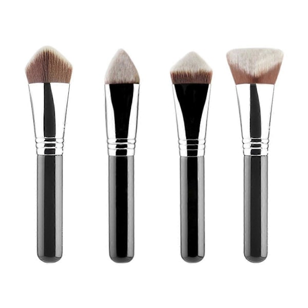 4-pack Multifunktionell Foundationborste för Hela Ansiktet 3D 4D Multi-Fasetterad Sminkborste Puder Flytande