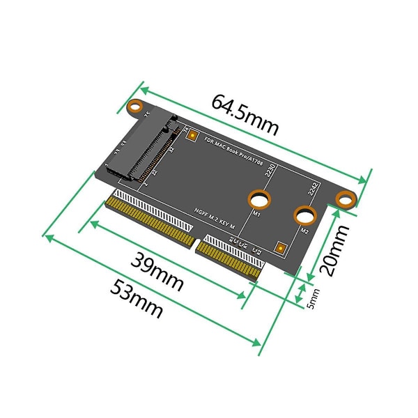 A1708 SSD-sovitin NVME PCI PCIe NGFF M2 SSD-sovitinkortti M.2 SSD:lle Pro Retina 13in A1708 2016