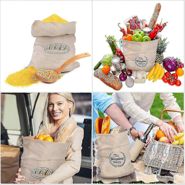 4 stk. Linstofbrødposer, Brødposer til at holde brødet friskt, åndbare, madopbevaringslomme med snøre til brød, naturlige, ublegede brødposer