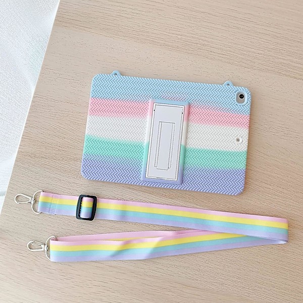 Kotelo iPad Mini 4:lle, iPad Mini 5 -kotelo - Muodikas Candy Color -kudottu iPad 7.9 -kotelo lapsille, täysikokoinen suojaus, iskunkestävä kotelo jalustalla