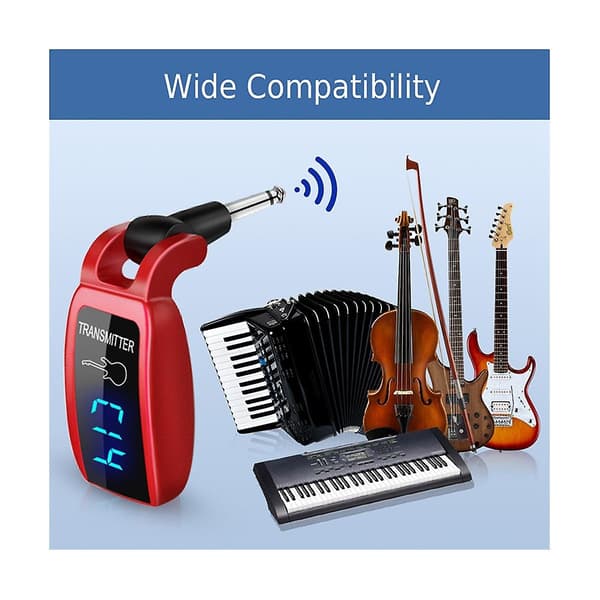 Trådløst Gitar System USB Oppladbar LED Skjerm UHF Trådløs Gitar Sender Mottaker For Ele