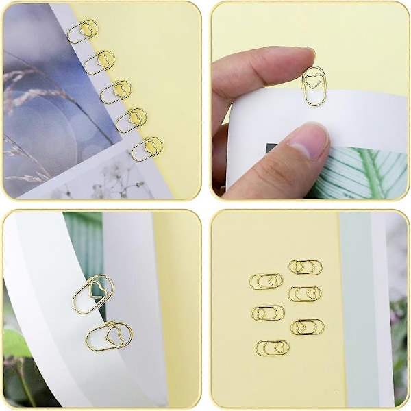 100 stk. Hjerteformede Papirclips, 2 cm Søde Mini Papirclips til Kontoret