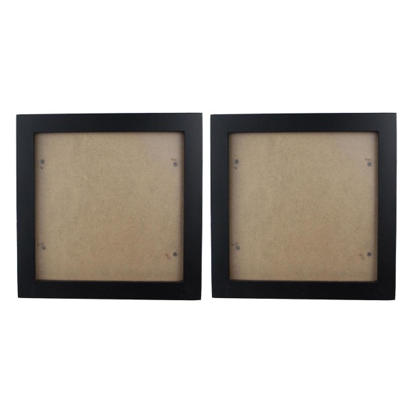 2x kvadratisk tykk furu fotoramme veggbilderamme (svart, 6 tommer)