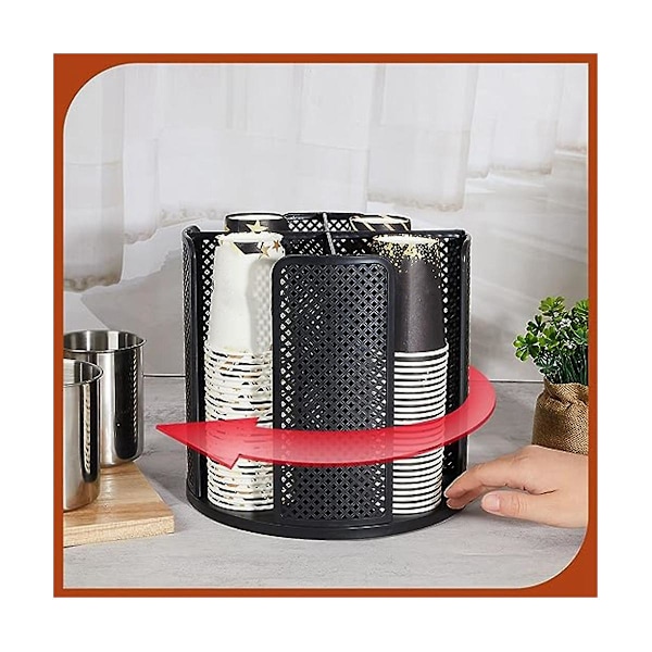 Kaffekoppshållare 360 Grader Roterbar Pappersmugg Och Lockhållare Plast 4 Fack Kopplock Organizer För Kök B